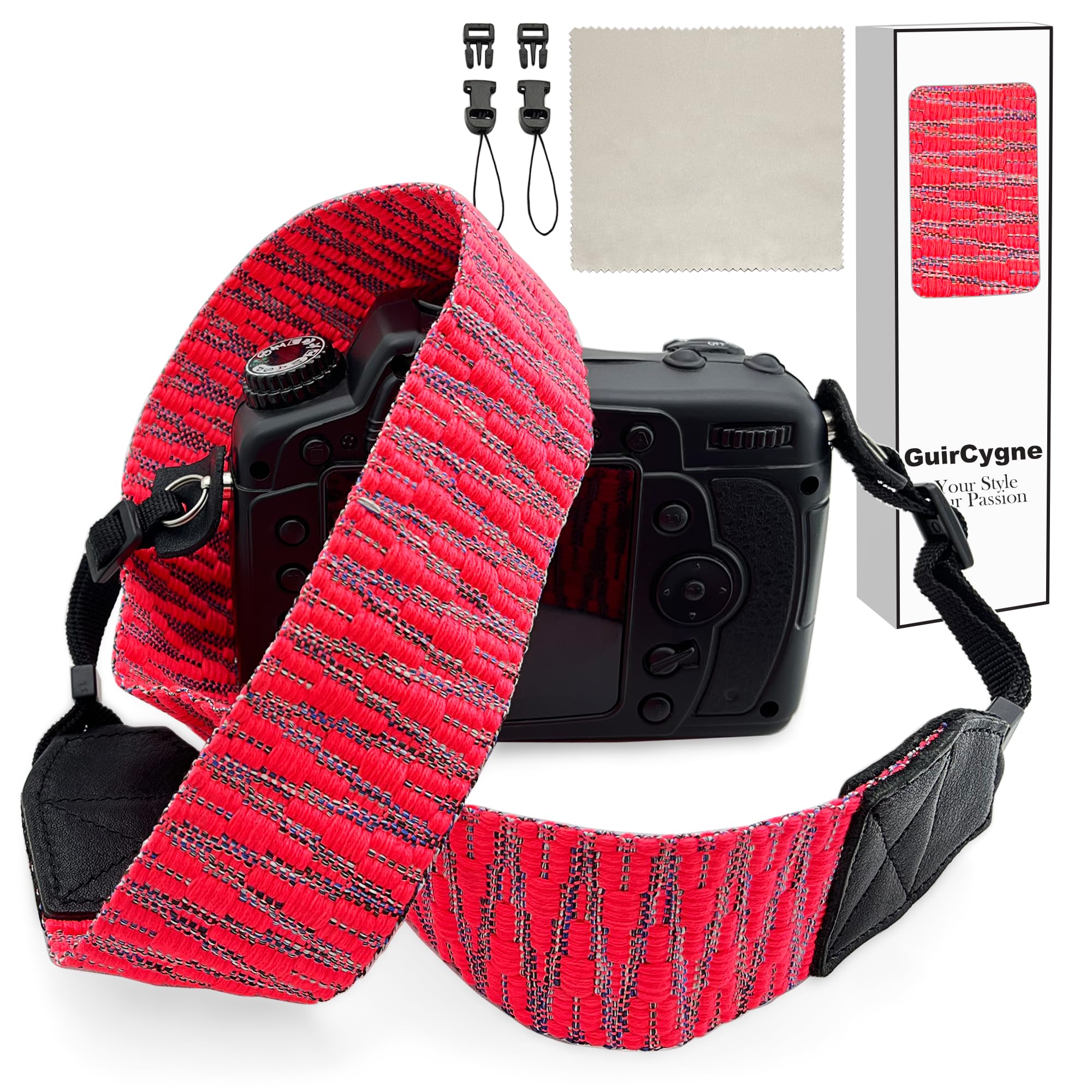 GuirCygne Camera Strap - Wide, Comfortable Durable Adjustable Crossbody Neck Shoulder Sling Strap for Photographers