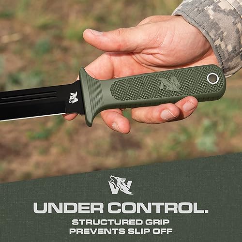 Miniatura 5 de ODENWOLF W-Catcher Cuchillo de hoja fija con funda  Cuchillo de caza grande hecho de acero D2  Cuchillo de doble filo de hoja fija grande con mango