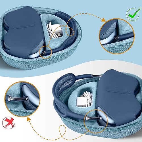 Miniatura 3 de co2CREA Funda Rígida con Modo de Reposo Reemplazo para Auriculares Apple AirPods Max Inalámbricos de Diadema (Funda Azul Cielo)