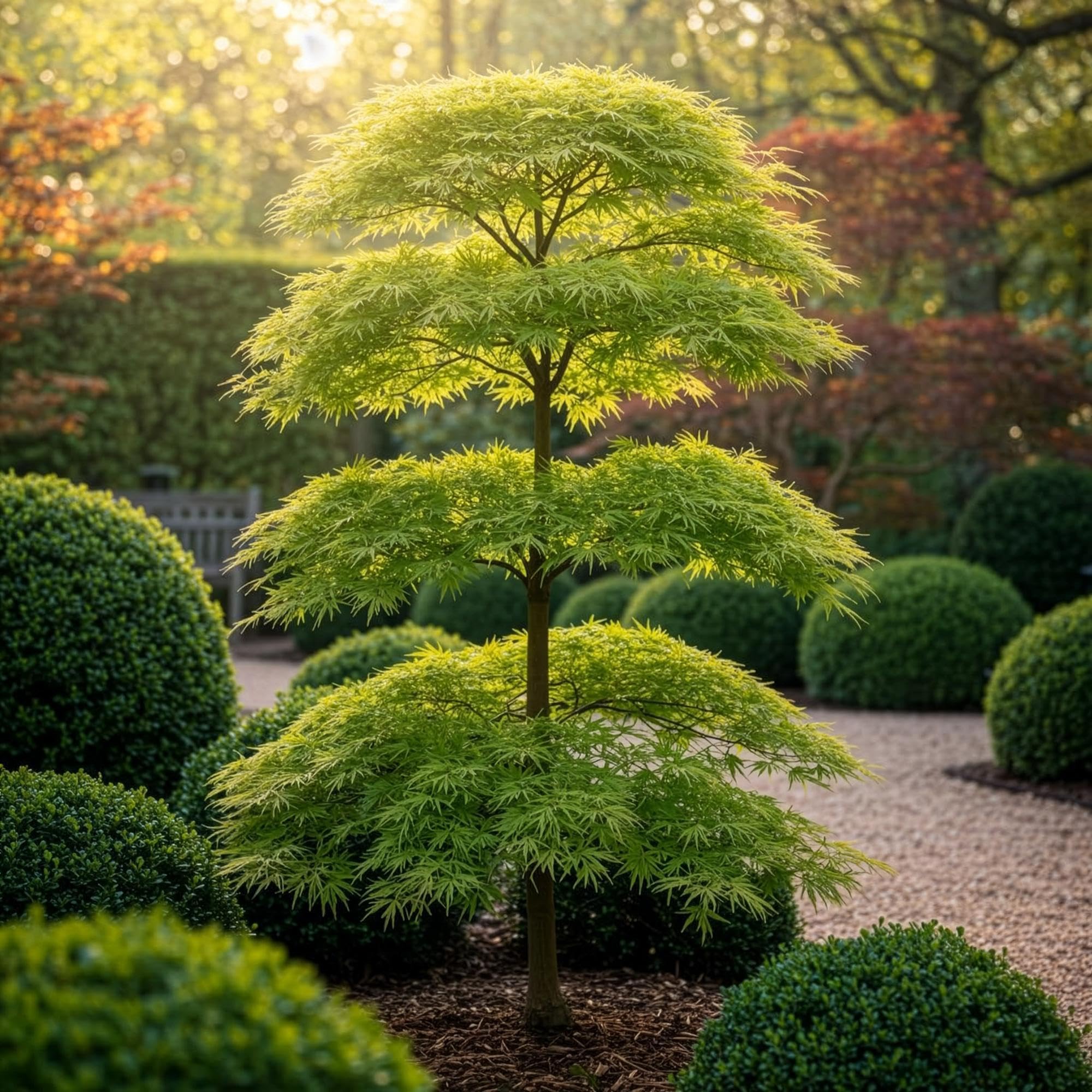 Acer Palmatum Emerald Lace, Piante da Esterno, Verde, Set da 3, H35cm