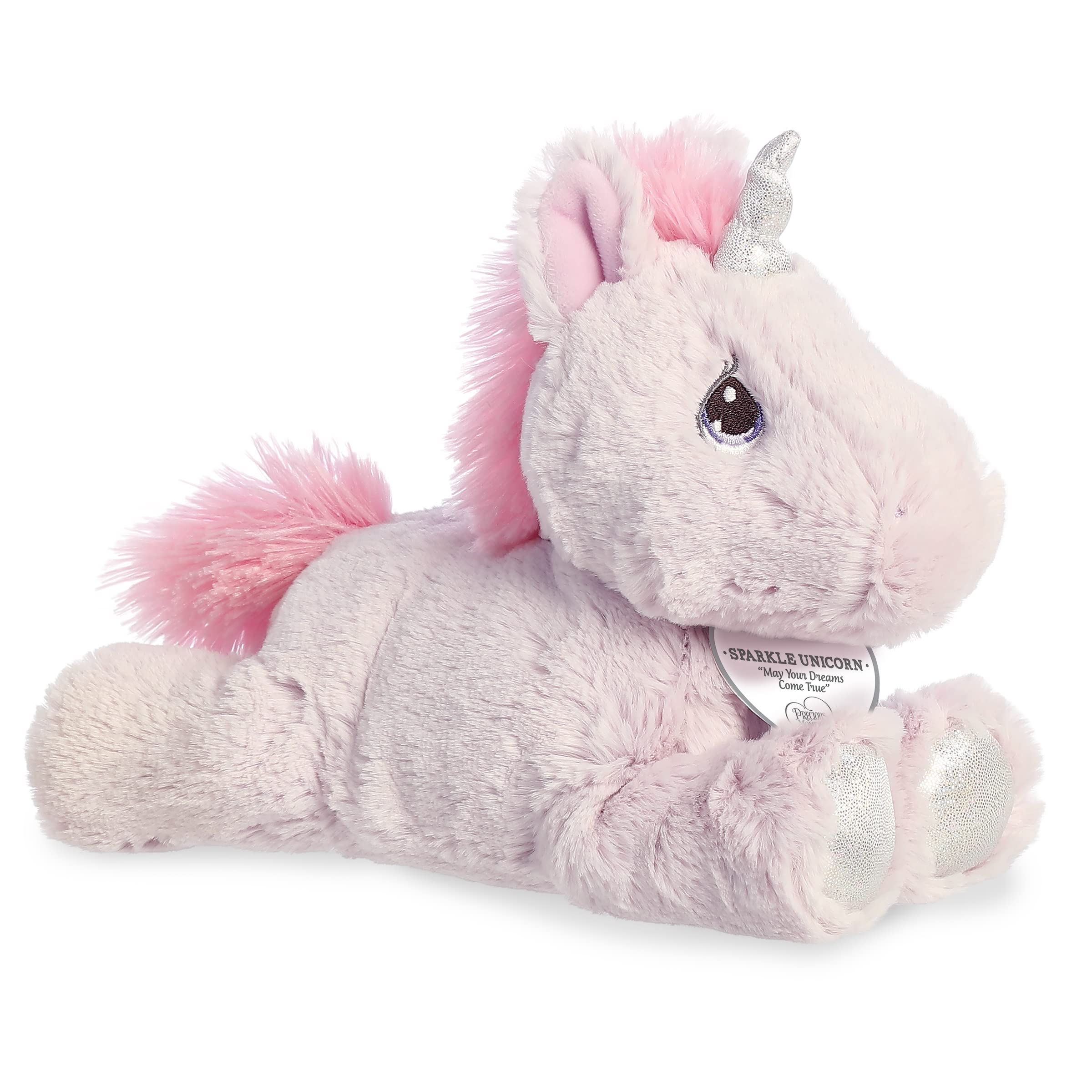 Aurora® Adorable Precious Moments™ Sparkle Unicorn Lilac Stuffed Animal - Heartwarming Toy for Comforting Children - for Sentimental Gifts, Birthdays, and Adults - Pink 8.5 Inches