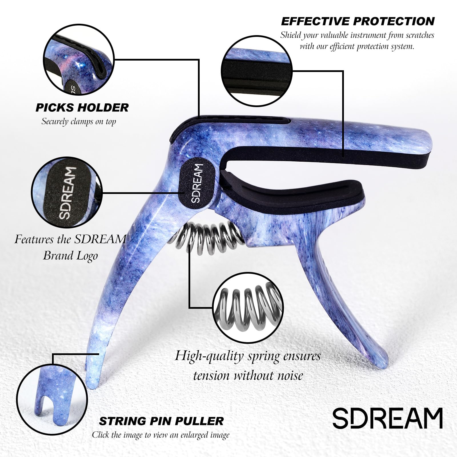 SDREAM Gitarrenkapodaster für 6-saitige elektrische und akustische Gitarren (Sternenblau)