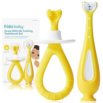 Frida Baby Grow-with-Me Training Toothbrush Set, Infant Baby Tooth brush