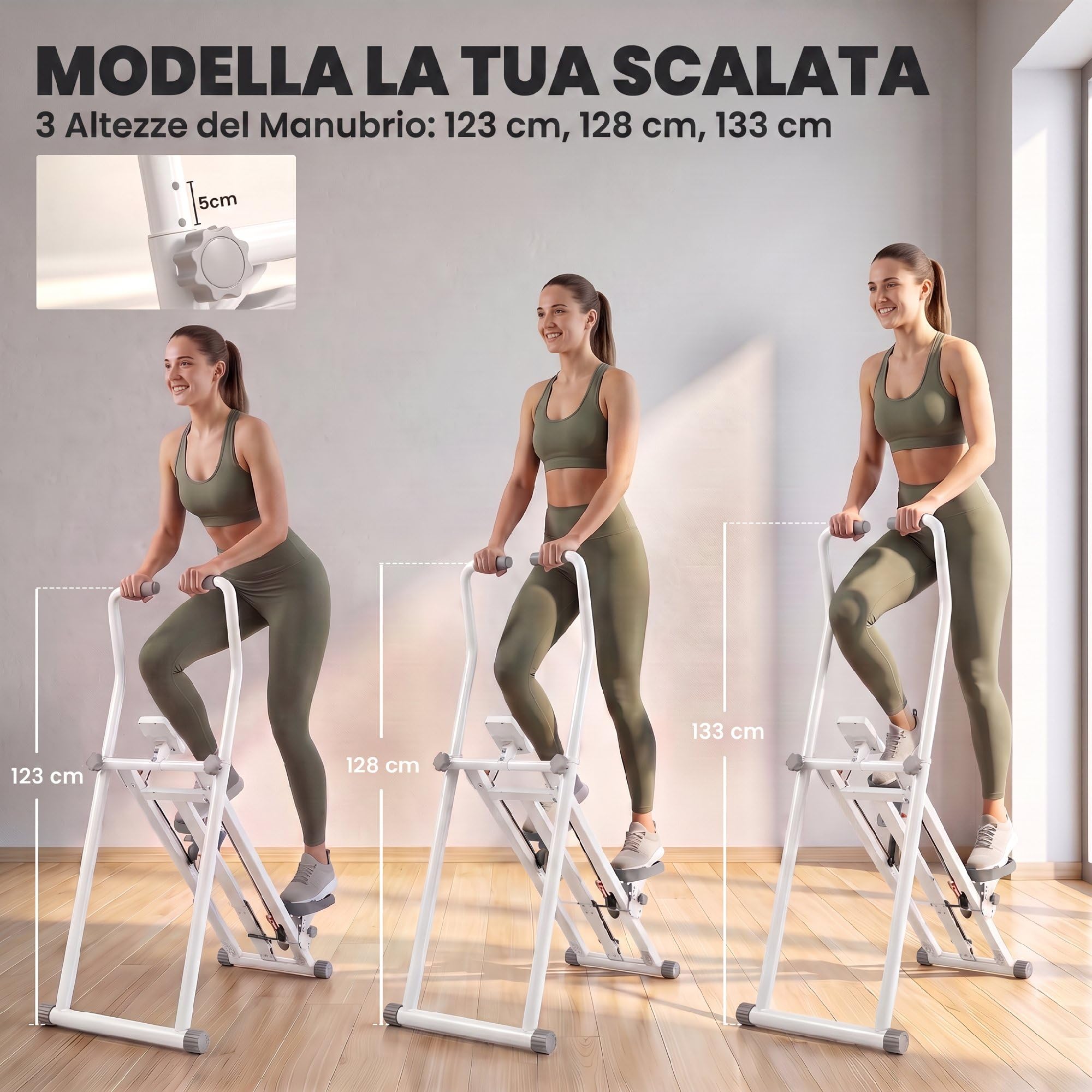 SPORTNOW Stair Stepper Verticale Vertical Climber Display LCD 150 kg Bianco