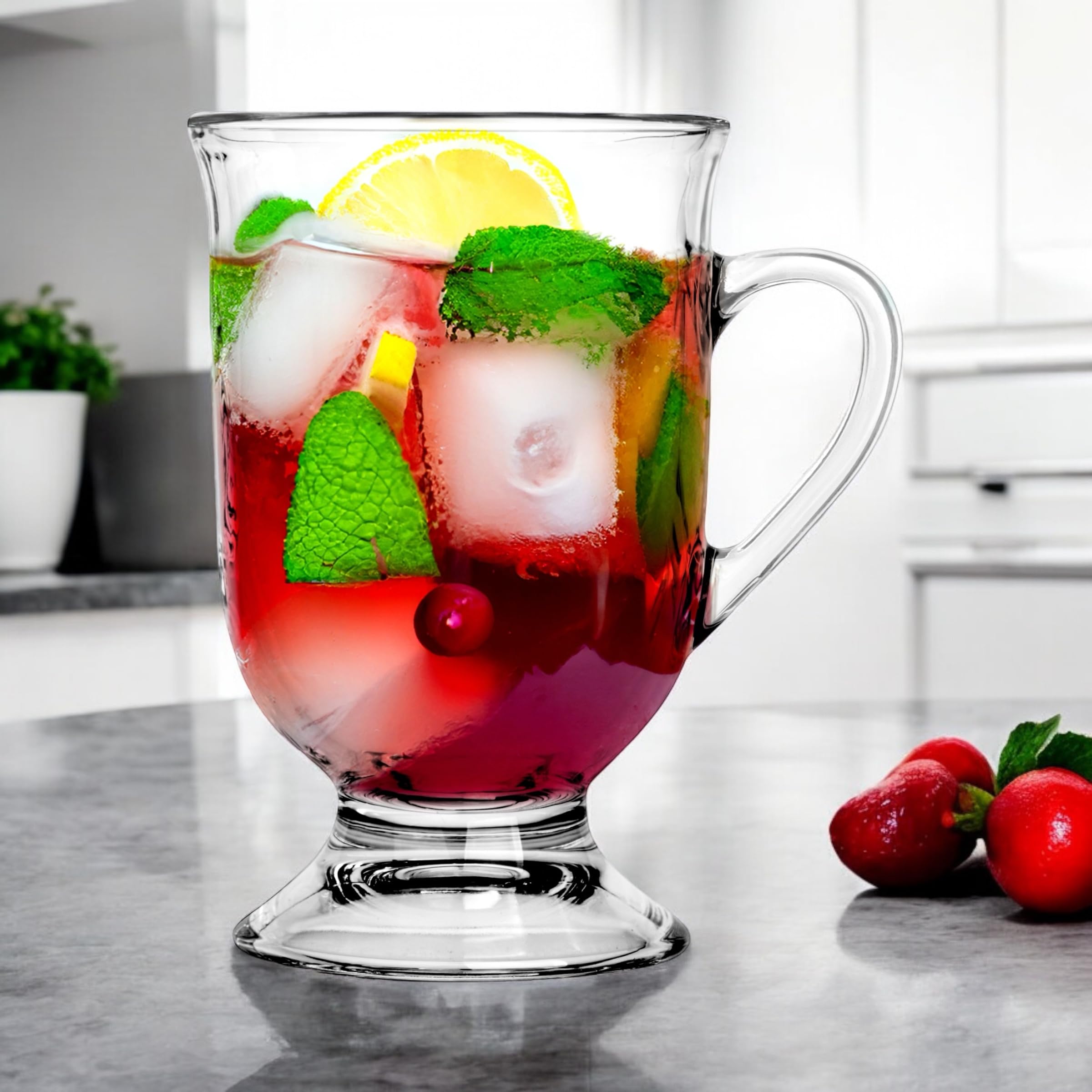 Trinkgläser Set 420 ml – 24 Stück Wassergläser Perfekt für Kaffee, Tee und heiße Getränke - Dessertgläser - Ergonomischer Griff - Spülmaschinenfest - Ideal für Zuhause und Büro