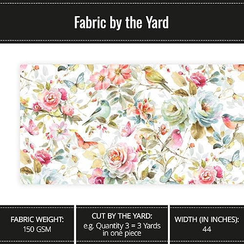 Miniatura 3 de Tela de algodón 100% con estampado de jardín en acuarela, por yarda