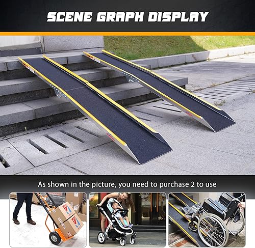 Miniatura 7 de Ruedamann Rampas de carga de aluminio de 71 pulgadas para camionetas, remolques, rampa plegable para motocicleta, capacidad de 600 libras, rampa