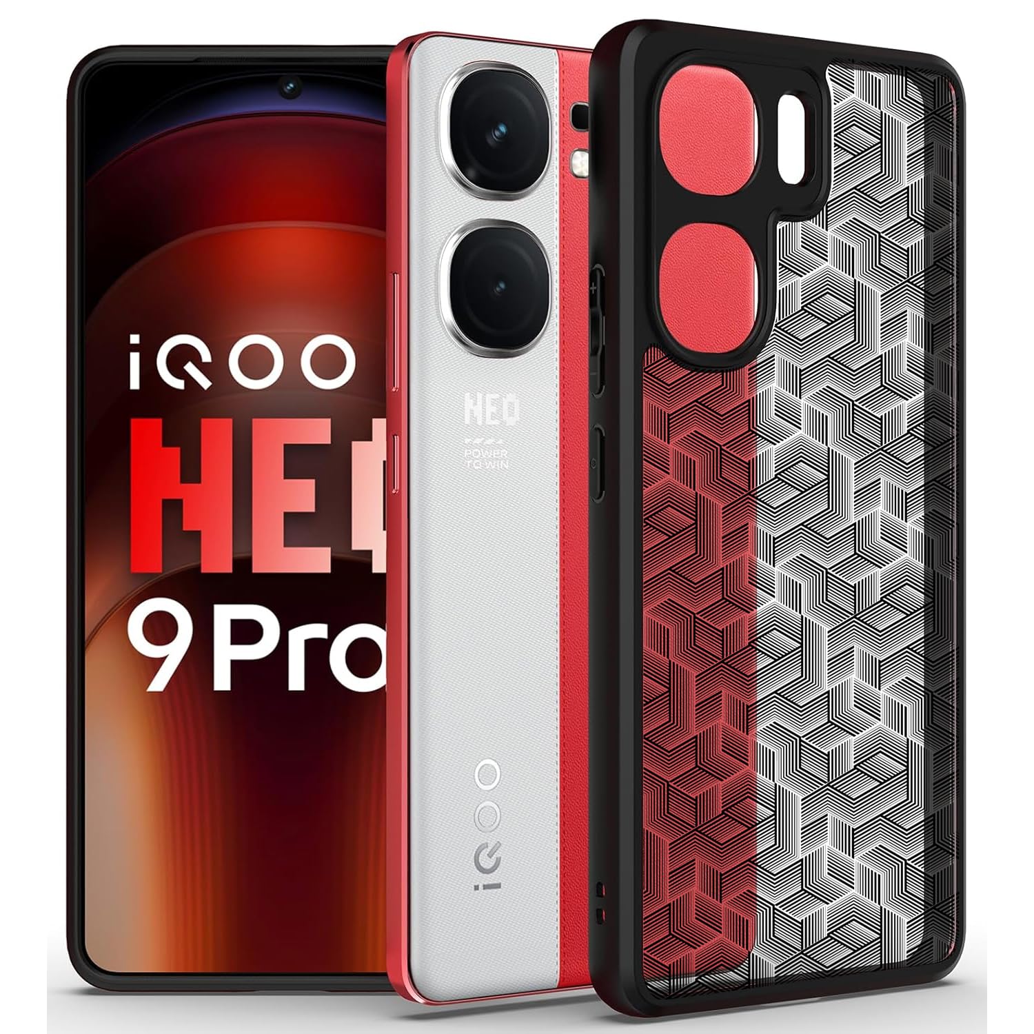 KAPAVER Hybrid Back Cover Case Compatible with iQOO Neo 9 Pro 5G - (PC+TPU) (Stripe Cube Black) (B0D226KRMS) Amazon Price History, Amazon Price Tracker