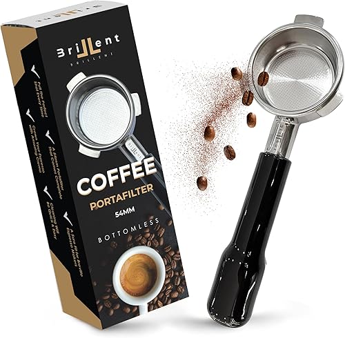 Portafiltro sin fondo de 2.126 in compatible con Breville - Con cesta de doble disparo - Sustituye Portafilter sin fondo 2.126 in Breville Barista