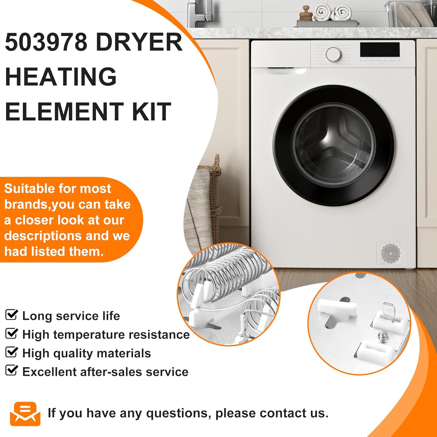 【Upgraded】964p3 61927 Dryer Heating Element Kit for Speed Queen,Replaces 964P3 61927 503978 510329 Maytag Amana Dryer Parts Compatible with ADE35RGS173TW01,ADE3LRGS171TW01 Models by MIFLUS
