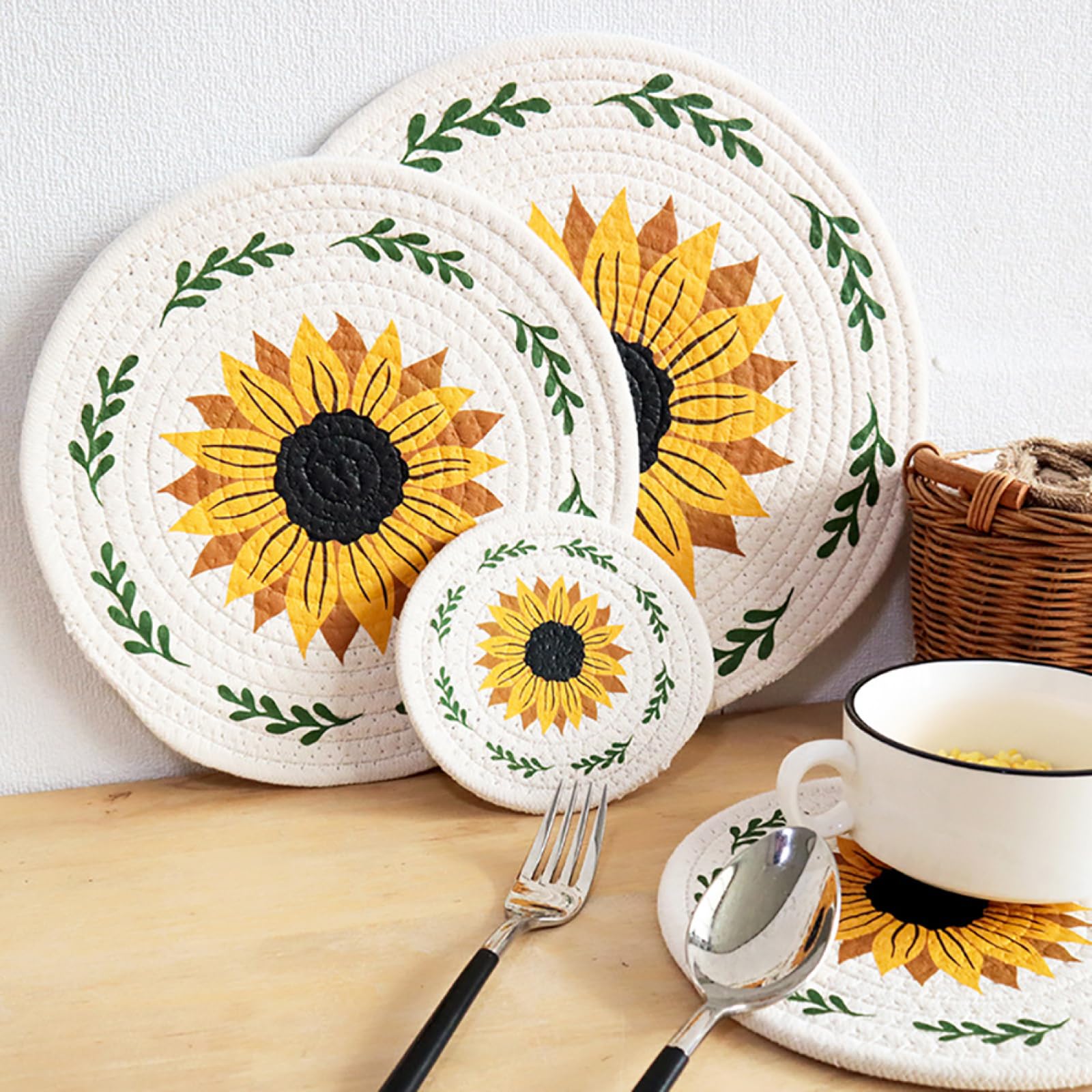 Décoration de Table, Sets de Table, Set de Table Rond à Motif Floral créatif Style champêtre