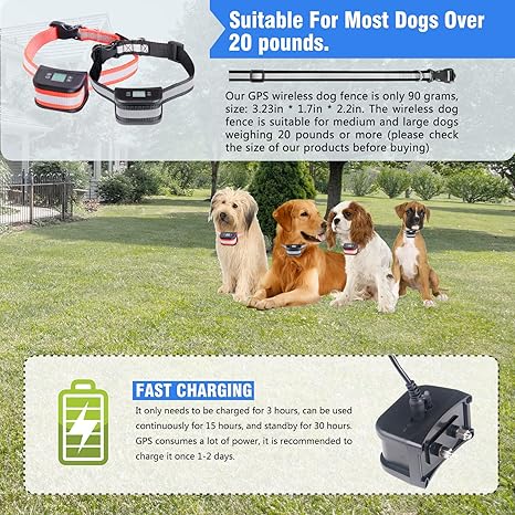 Amazon.com : JUSTPET Wireless GPS Dog Fence System, Portable Electric ...