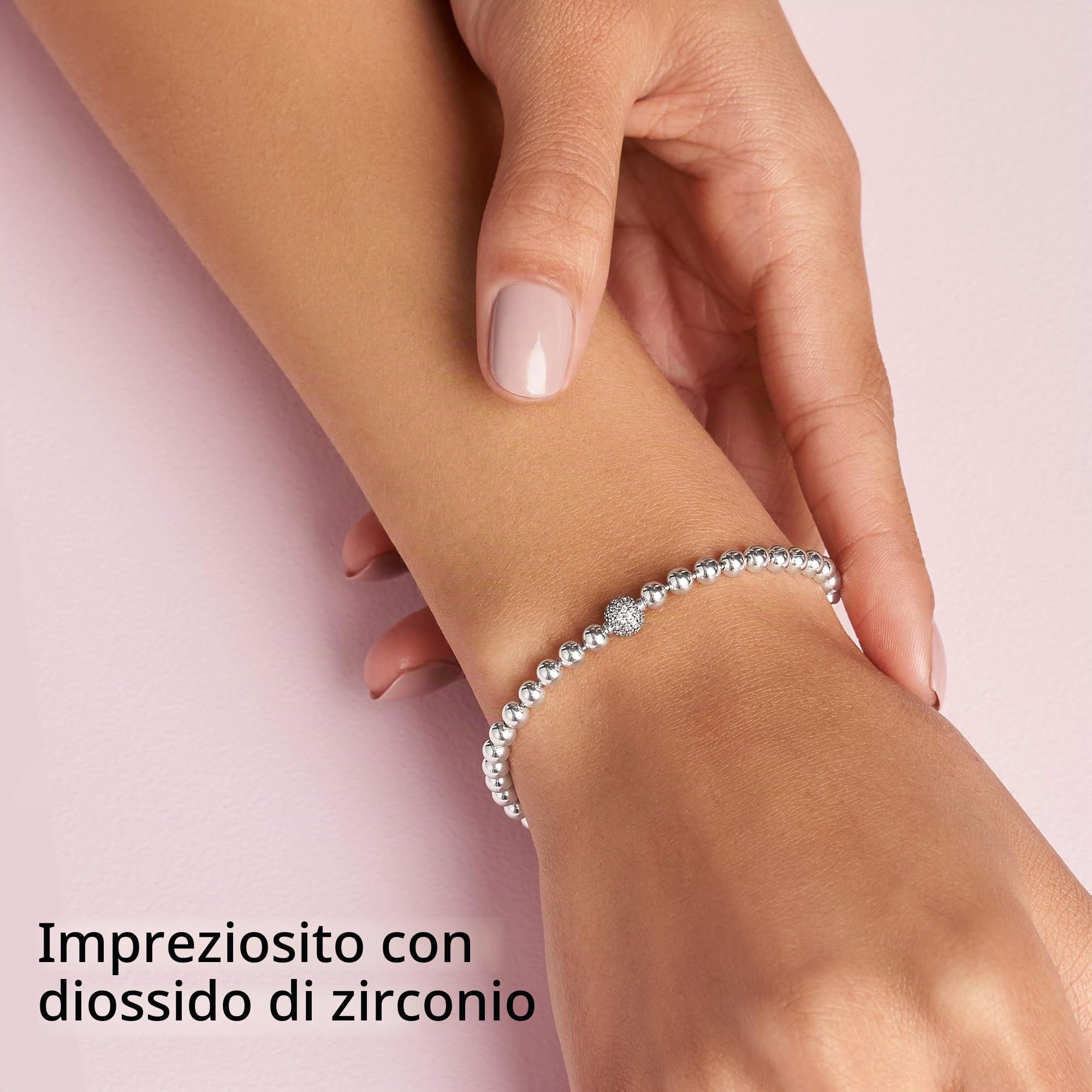 PANDORA Purely - Bracciale sfere e pavè in argento sterling, con pietre di zirconia cubica