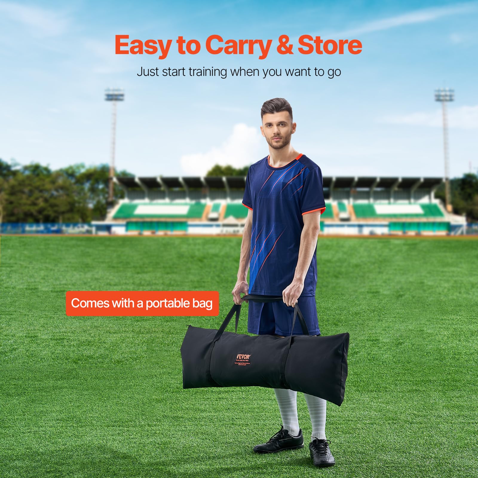 VEVOR Portatile Allenatore di Calcio 213,36 x 213,36 cm Ferro Poliestere Attrezzatura da Allenamento da Calcio, Rete da Rimbalzo da Calcio Sportiva, con Borsa Portatile, per Allenamento di Squadra