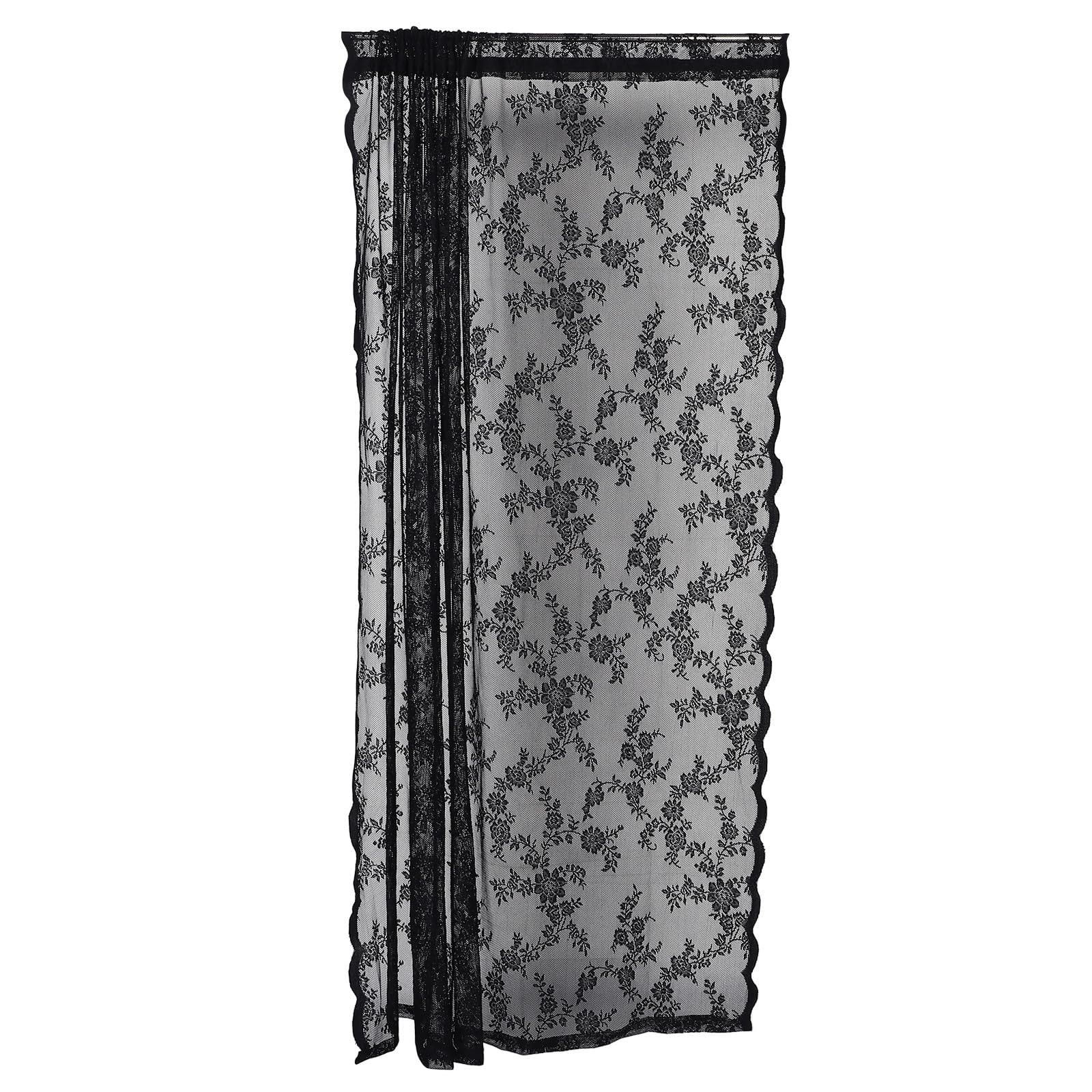Cortinas de encaje negro vintage de poliéster para sala
