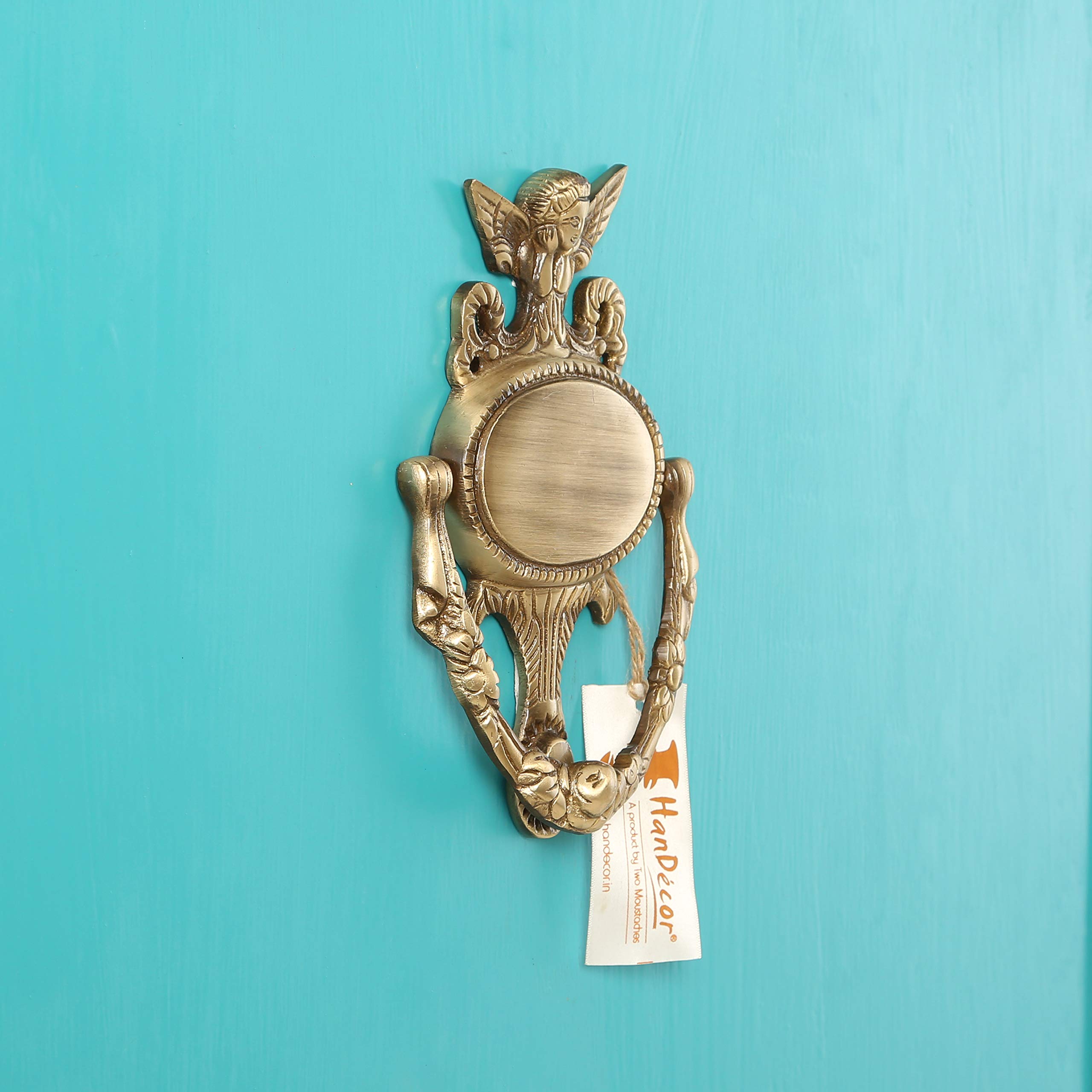 Two Moustaches Brass Guardian Angel Door Knocker 2