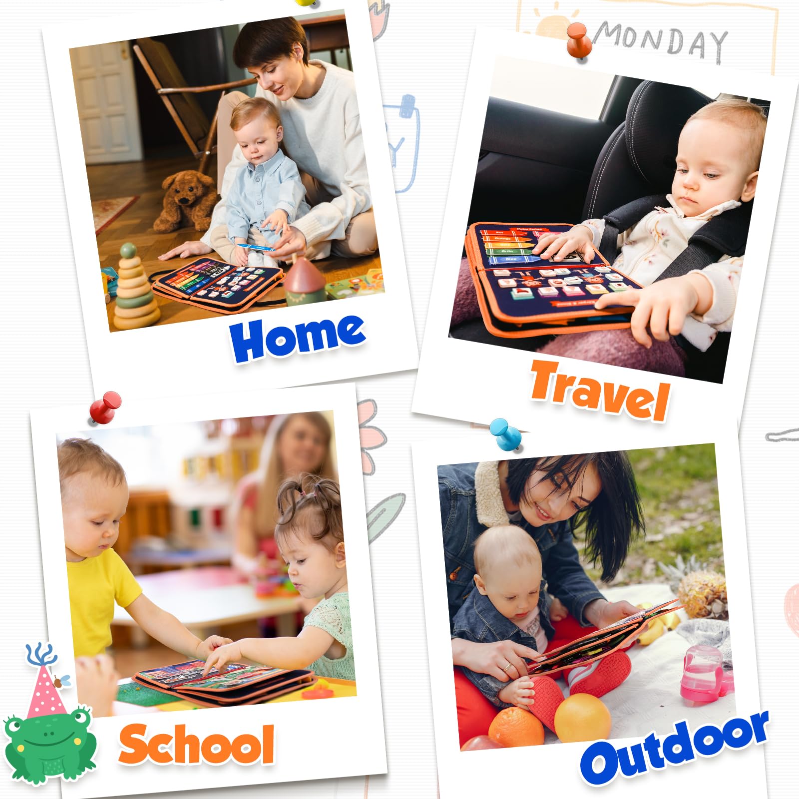 ZOOI Busy Board Montessori Spielzeug ab 1 Jahr, Busy Book Kinderspielzeug ab 1 2 3 Jahre, Baby Geschenk Spielzeug ab 1 2 3 Jahre, Einschulung Mädchen, Schultüte Füllung