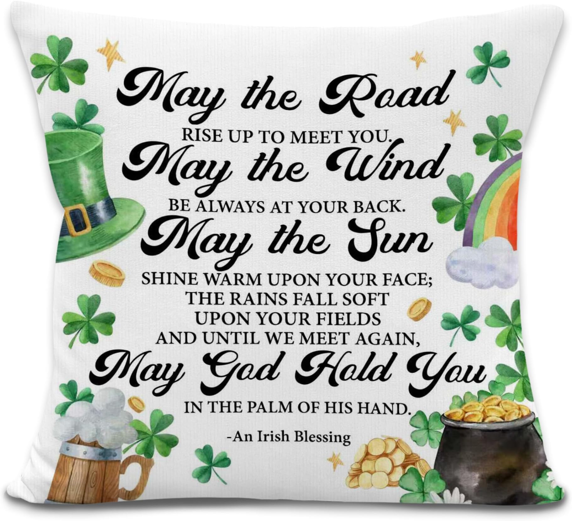Irish Blessing Pillow Covers 18x18 inches, Irish Prayer Gifts Throw Pillow Covers, May The Road Rise Up to Meet You St Patrick's Day Decorative Cushion Case Pillowcases for Sofa Couch Bed