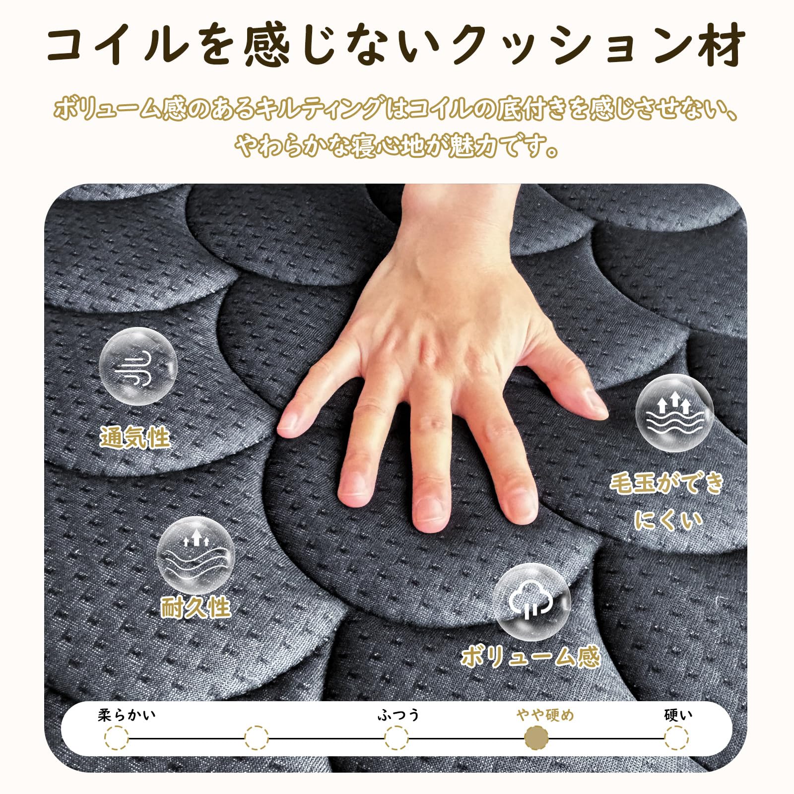 マットレス シングル ポケットコイル 厚み21cm 腰痛対策 抗菌生地 竹炭 マットレスシングル 硬め固め 21cm 通気 竹炭 腰痛 ポケット