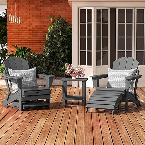 Miniatura 2 de SERWALL Otomana Adirondack plegable para silla Adirondack, reposapiés plegable Adirondack sin montaje, resistente a la intemperie, reposapiés