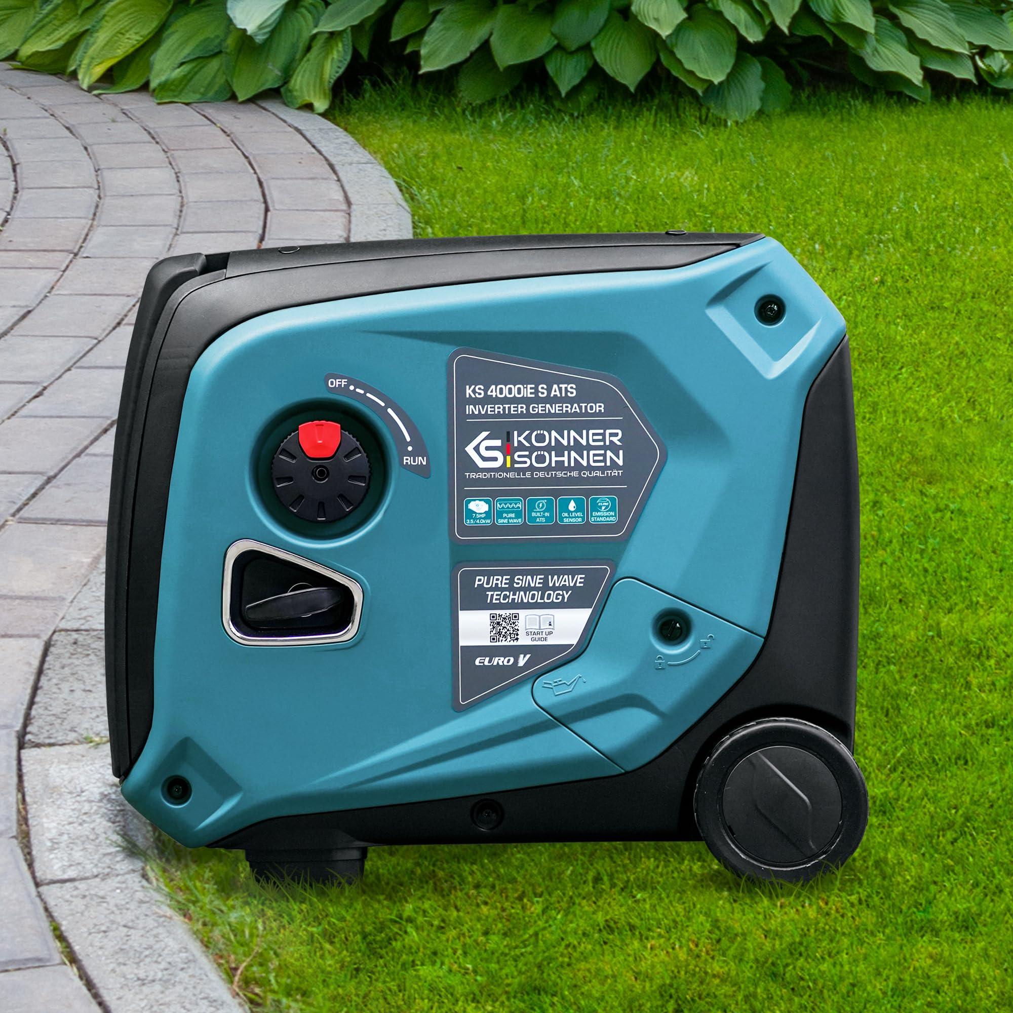Könner & Söhnen KS 4000iE S ATS Inverter-Generator 4000 W, stromerzeuger mit eingebautes ATS-System,notstromaggregat mit Schallgedämmtes Gehäuse,stromgenerator mit LED-Anzeige,Kupferwicklungen,EURO 5