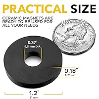 Vista 2 de Imanes de anillo resistentes – Ultra fuertes (1.2x0.18/1.181x0.177 in, 40 piezas) imanes con agujeros para bricolaje y manualidades, juego