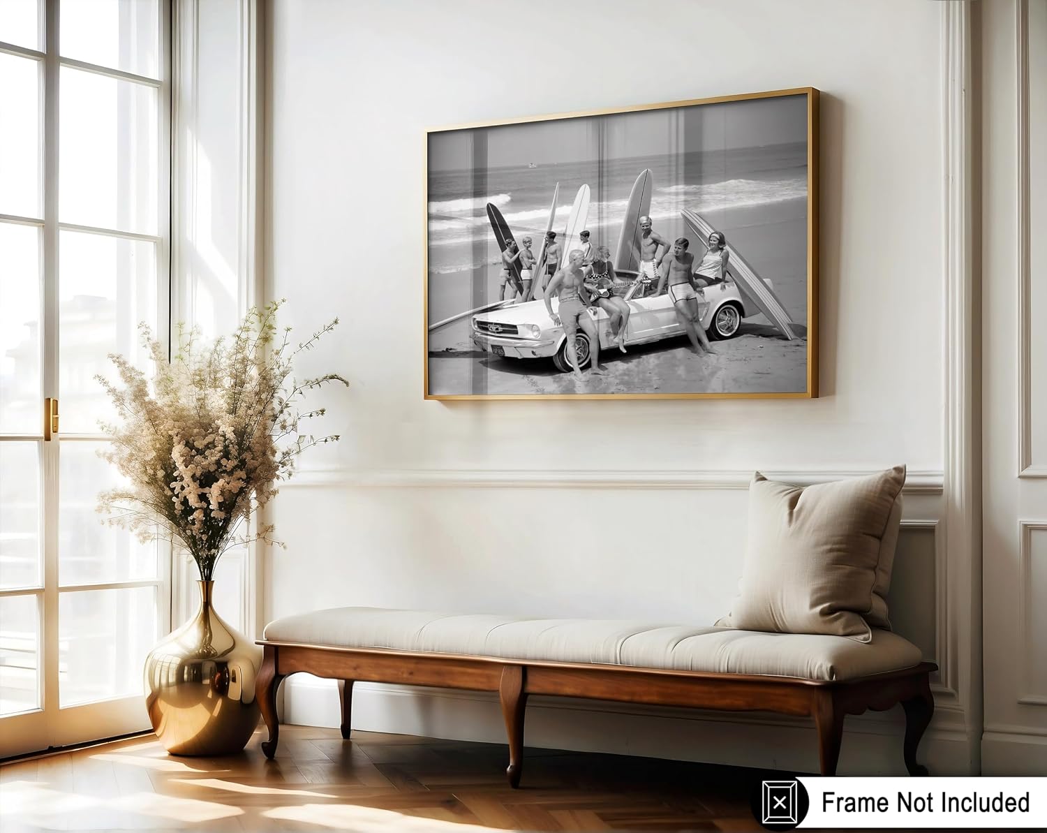 Poster Master Vintage Surfers on Beach Print - Summer Poster - Black & White Photography Art - Gift for Men, Women - Coastal Decor for Ocean or Beach House - 8x10 UNFRAMED Wall Art