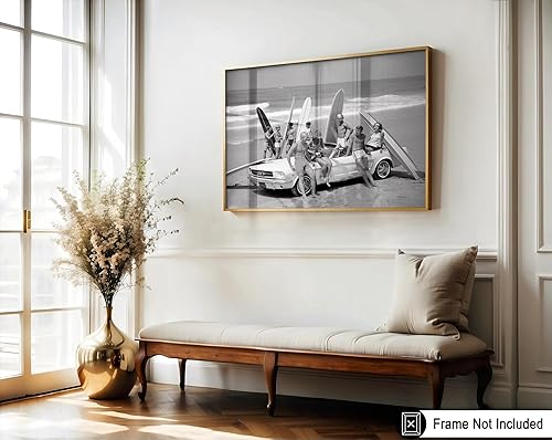 Miniatura 3 de Poster Master Póster vintage de surfistas en la playa, impresión retro de surfistas, arte de playa, arte Mustang, regalo costero para hombres,