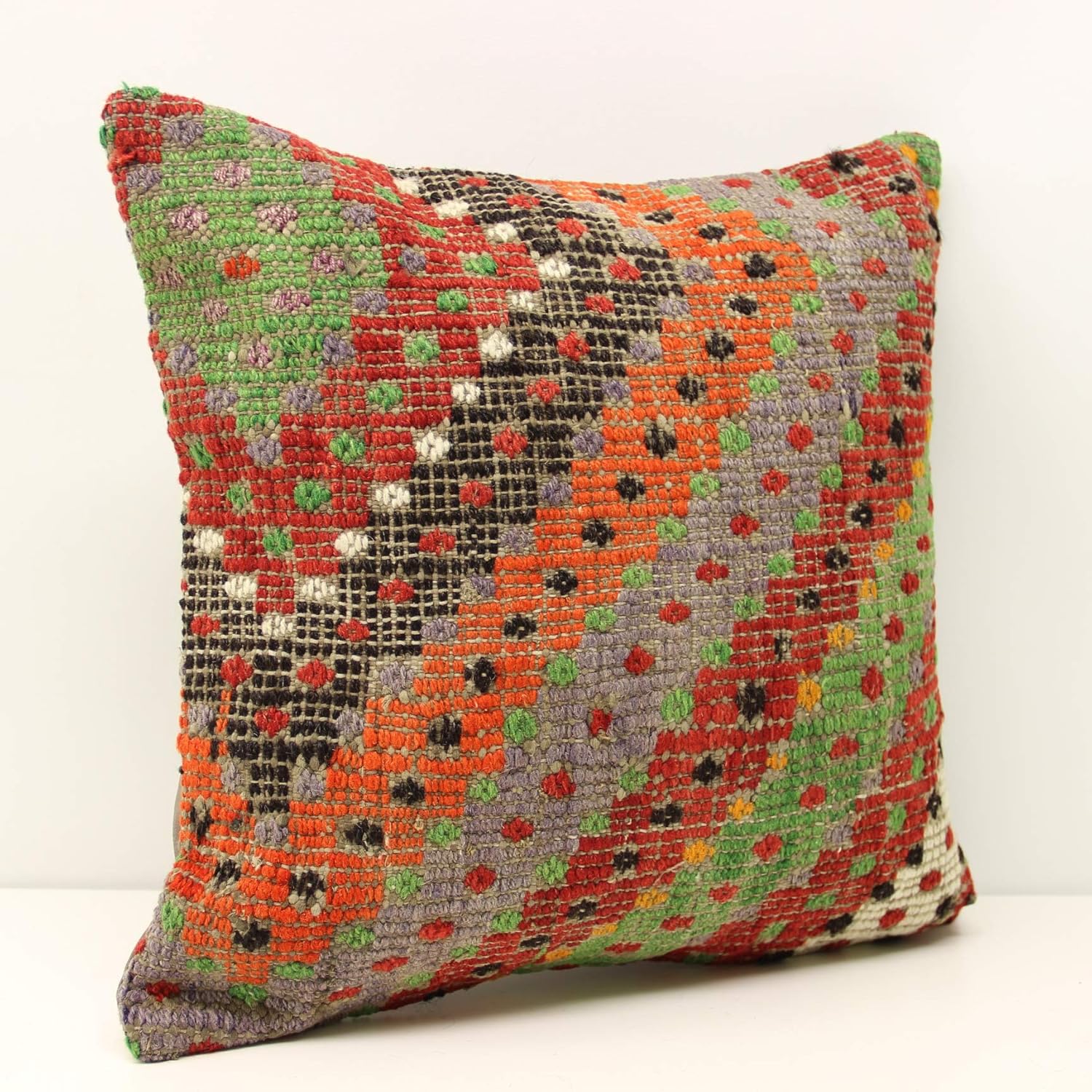 Handmade kilim pillow cover 18x18 inch (45x45 cm) Turkish