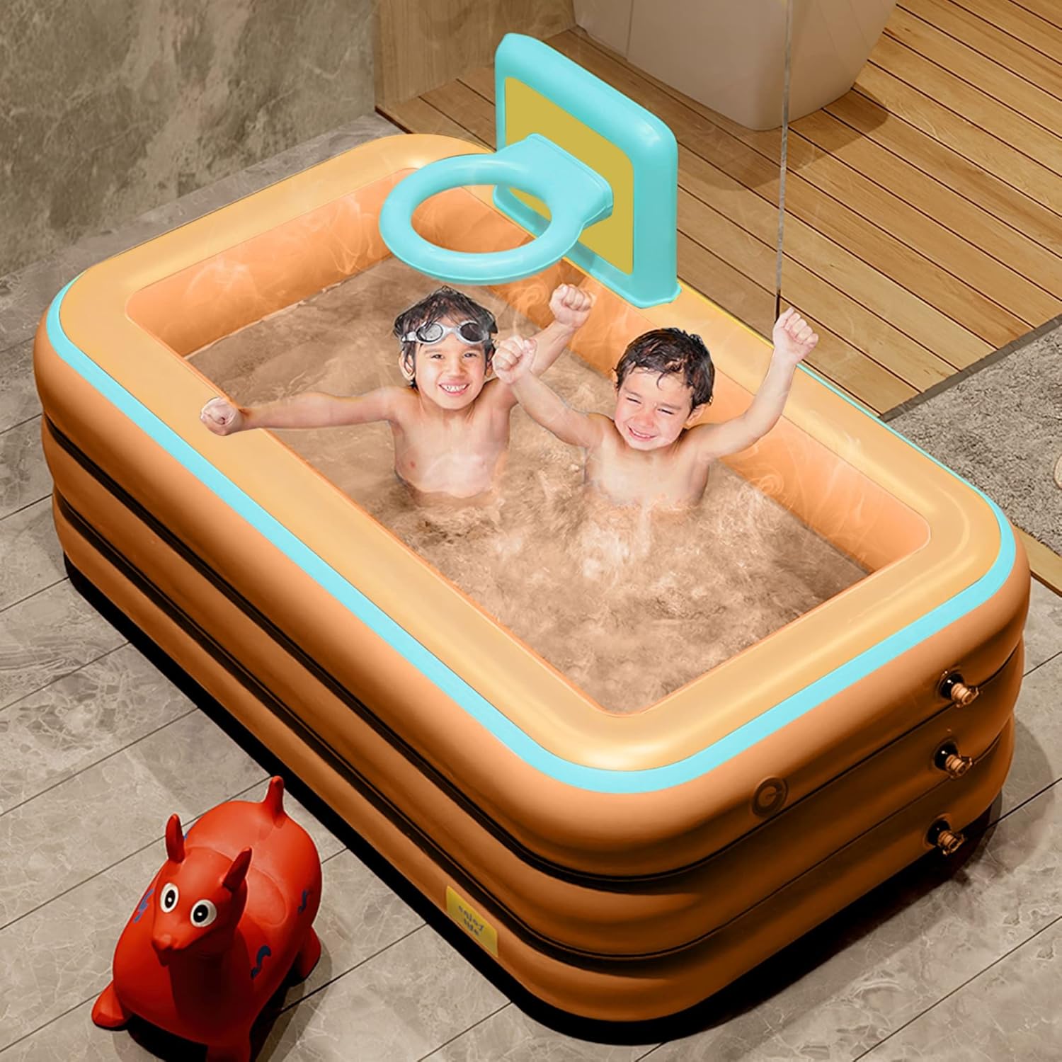 Multifunctional Wireless Inflatable Children's Swimming Pool with Dynamic Basket Design