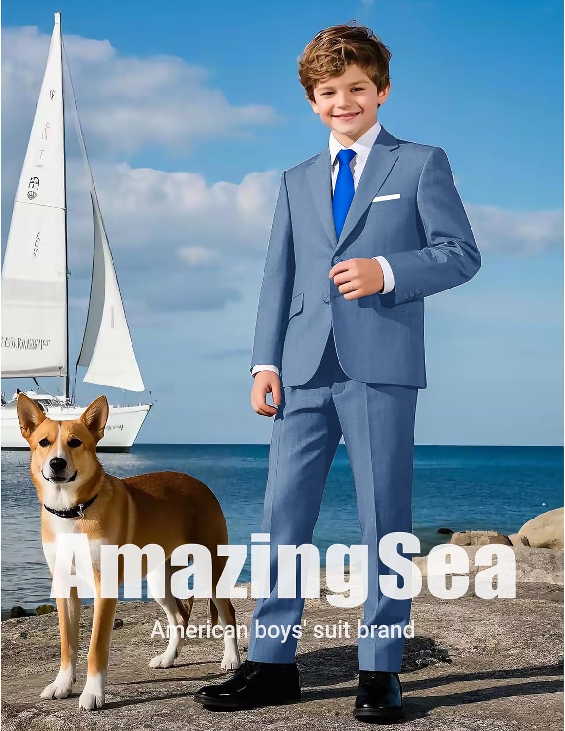 Boys Formal Suits Set, from Toddlers to Teen, Adjustable Waist, with Suspenders - Image 3