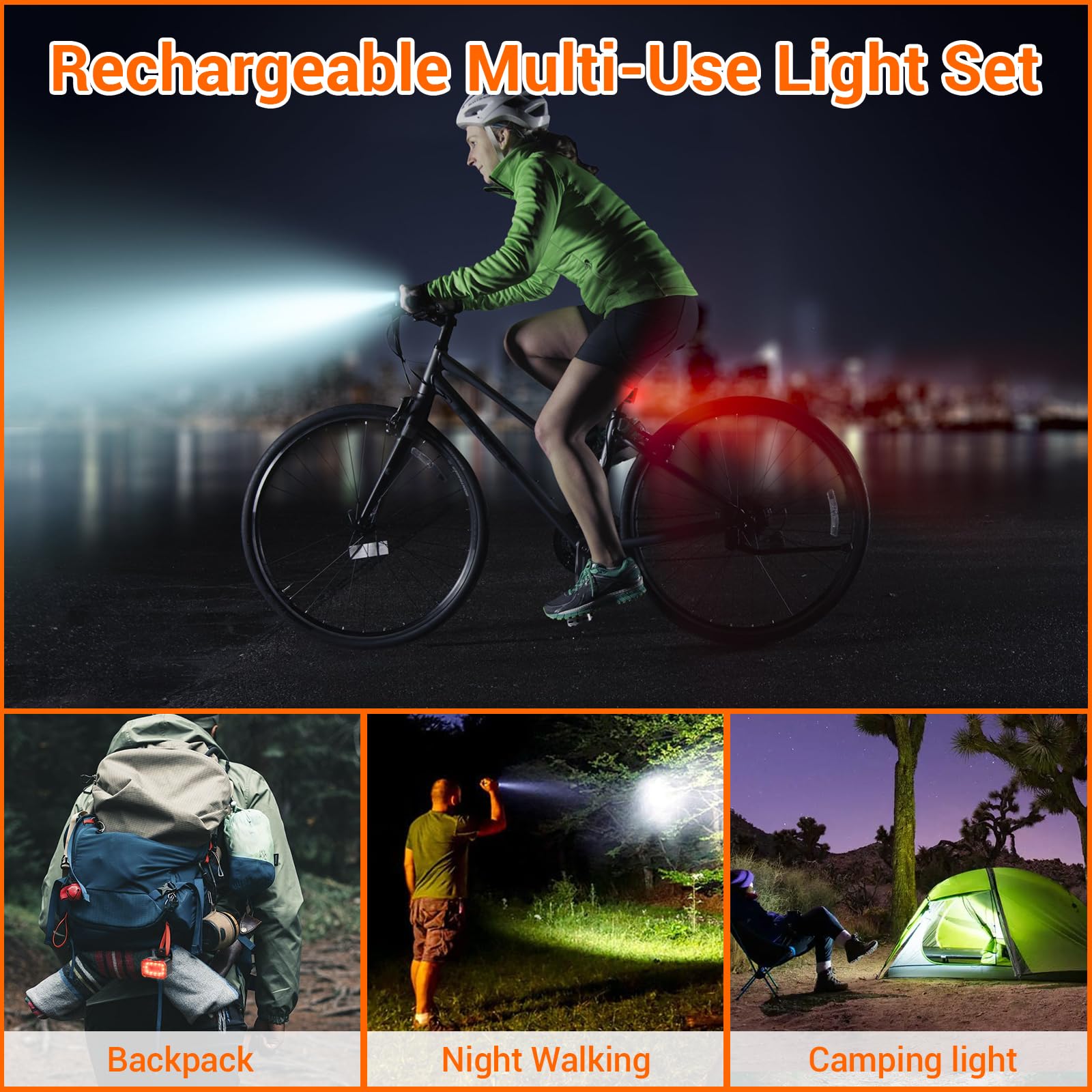 RIDWIND Bike Lights For Night Riding IPX6 Waterproof Bicycle Lights - View #4