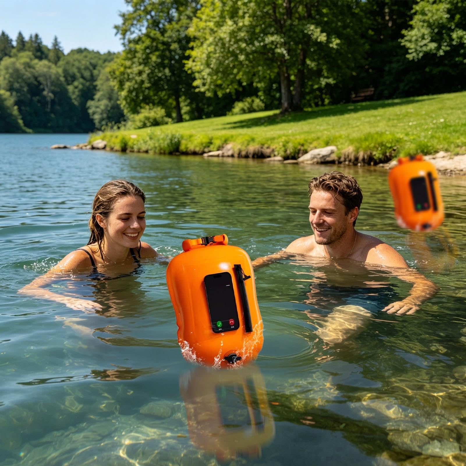 Boja pływacka, z ekranem dotykowym, do telefonu, bańka treningowa, boja do pływania, dla triathlonisty, kajakarzy, snorkelera, jeziora, treningu wodnego, wyścigów na świeżym powietrzu