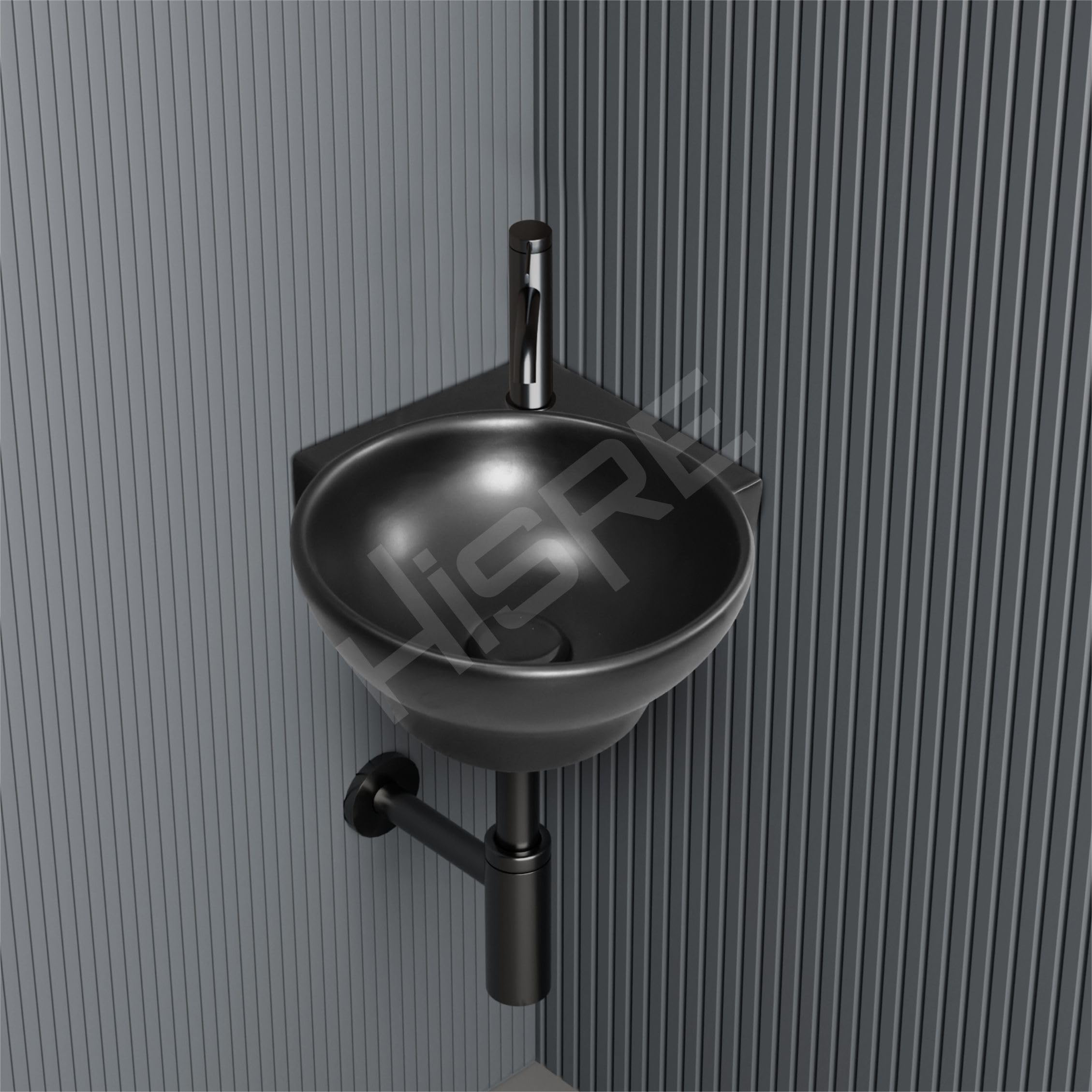 HISRE Wall Mounted Wash Basin for Bathroom | Ceramic Wash Basin Wall Hung Small Corner Wash Basin/Sink (Style - C), photo 1 of 5