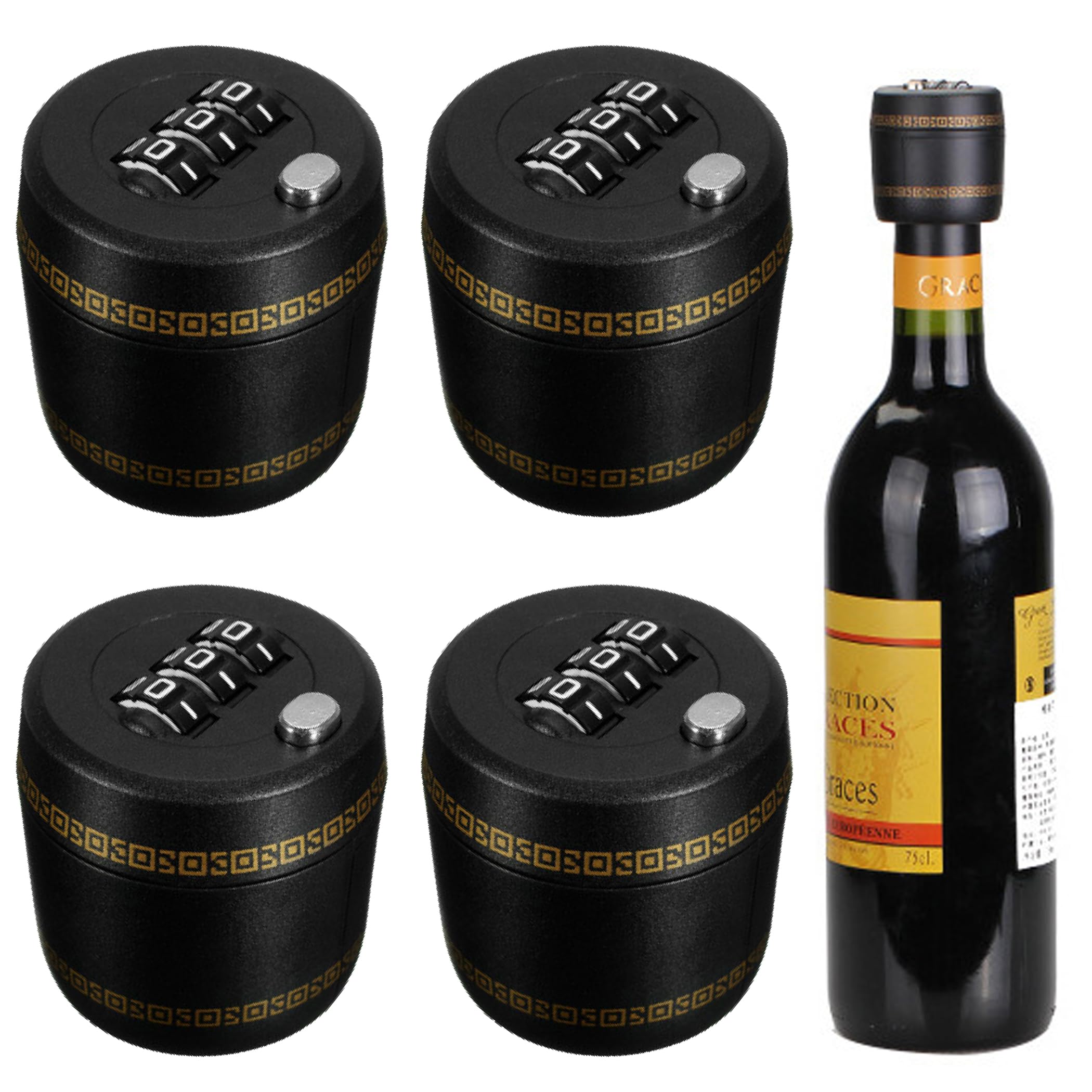 Amazon | HAMILO ロック機能付き ボトルキャップ 施錠 ワインボトル