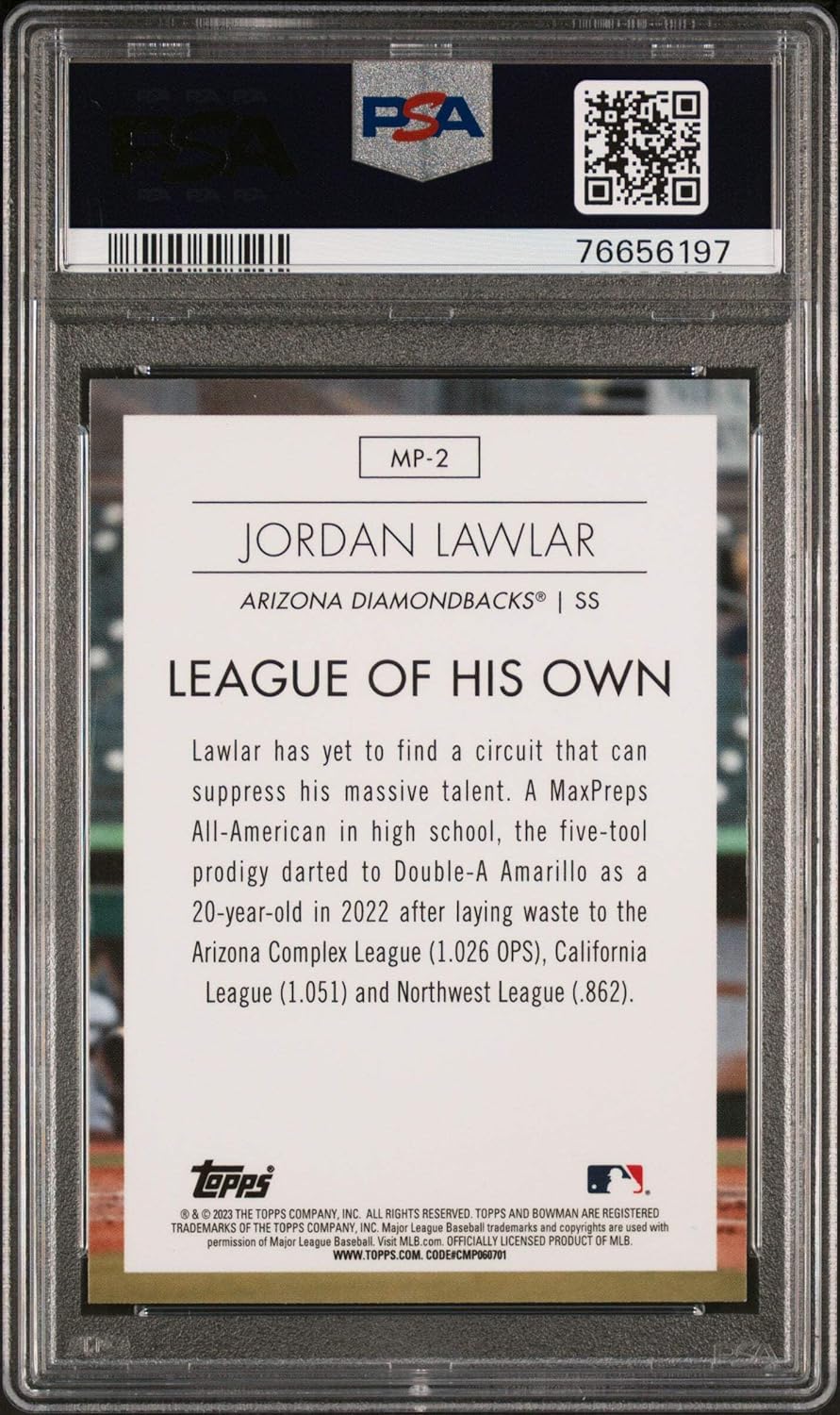 Graded 2023 Topps Bowman Jordan Lawler #MP2 Modern Prospects Rookie RC Baseball Card PSA 10 Gem Mint
