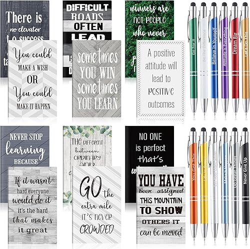 Juego de 24 piezas de regalo inspirador, bolígrafo de metal cristiano, bloc de notas motivacional, de bolsillo, oración de fe, bíblica, bolígrafo