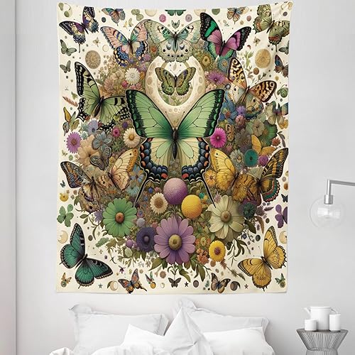 Miniatura 290 de Ambesonne Tapiz gótico, patio con hiedra encantada en la puerta antigua al bosque, colgante de pared ancho para dormitorio, sala de estar, 2-Verde