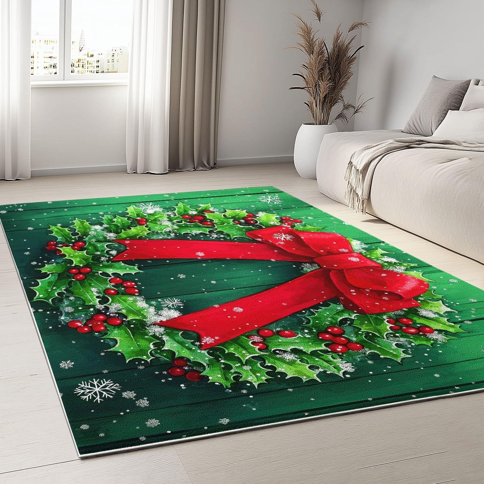 Tapis de salon vert lavable 120x120cm : la solution anti-glisse pour cuisine et couloir