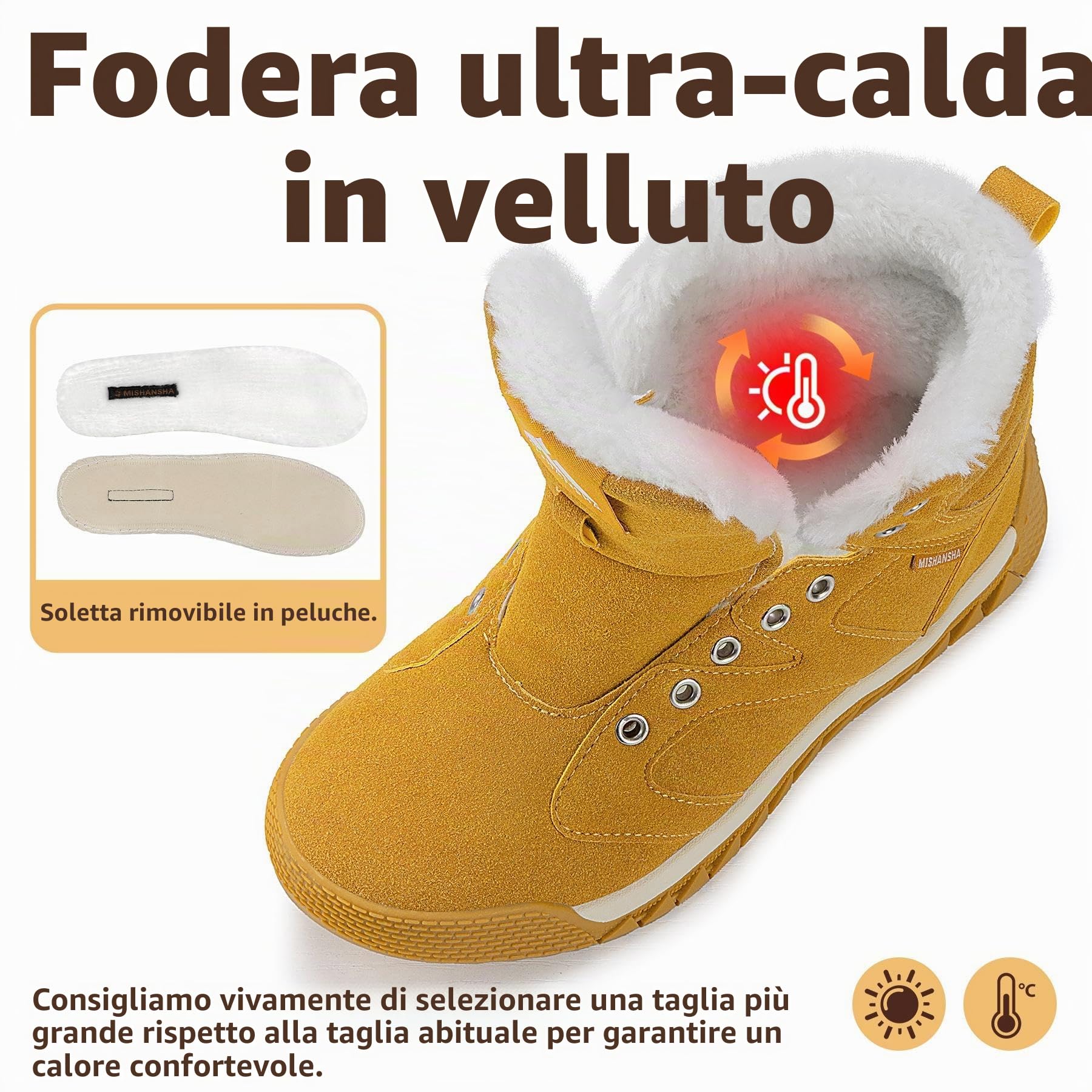Mishansha Stivali da Invernali per Uomo Donna Caldi Antiscivolo Scarpe da Neve Taglia 36-48 EU