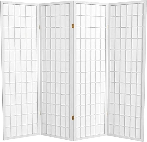 Oriental Furniture Pantalla Shoji para ventana de 5 pies de alto color blanco 4 paneles