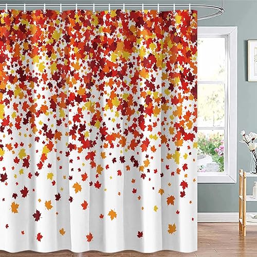 Miniatura 10 de Highland - Cortina de ducha de vaca, rústica, granja, hojas de arce, calabaza, juego de cortinas de ducha para baño con ganchos, decoración de baño