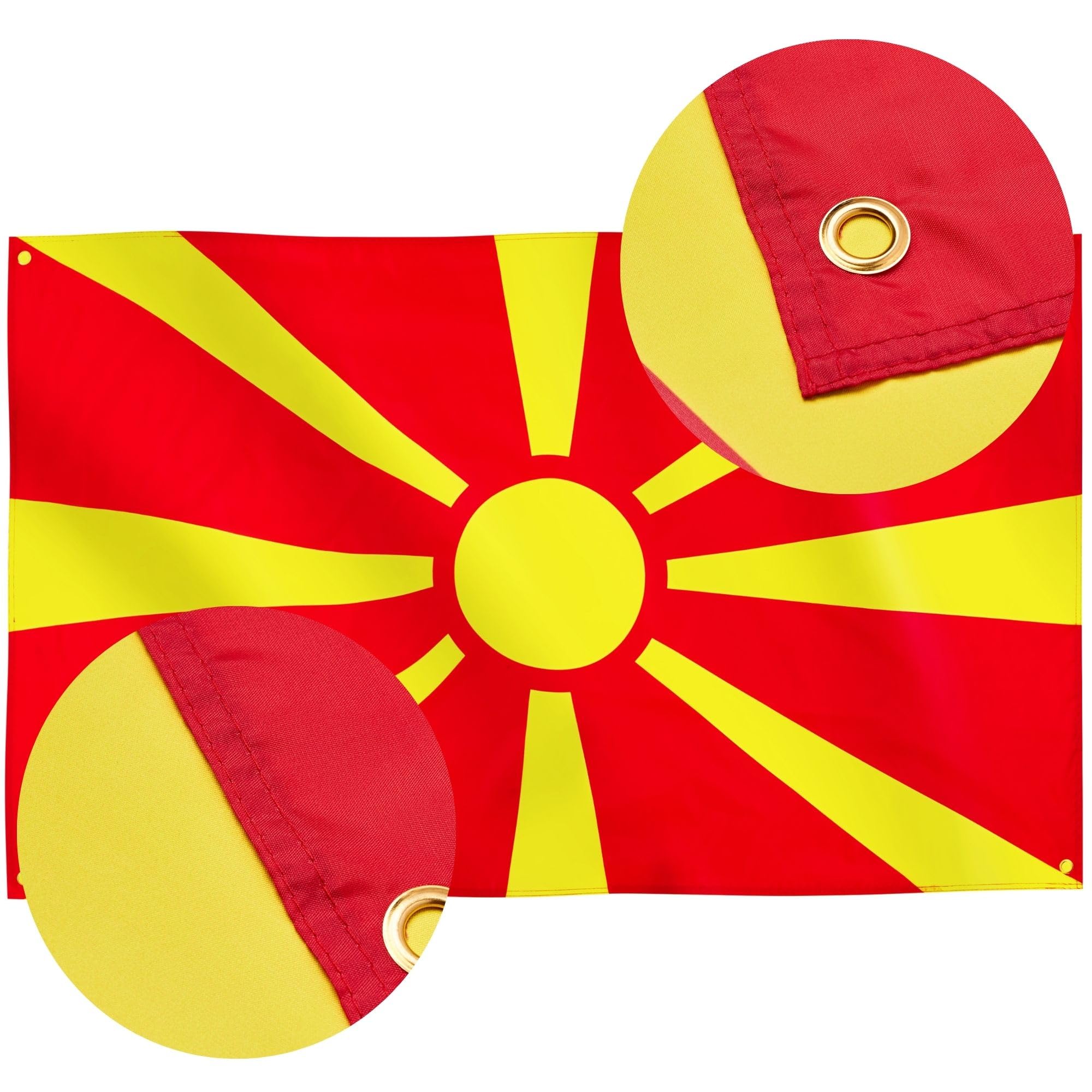 Runesol North Macedonia Flag, 91x152cm, 3ft x 5ft, 4 Grommets, Eyelet In Every Corner, Republic of North Macedonia, MKD Flag - Image 4