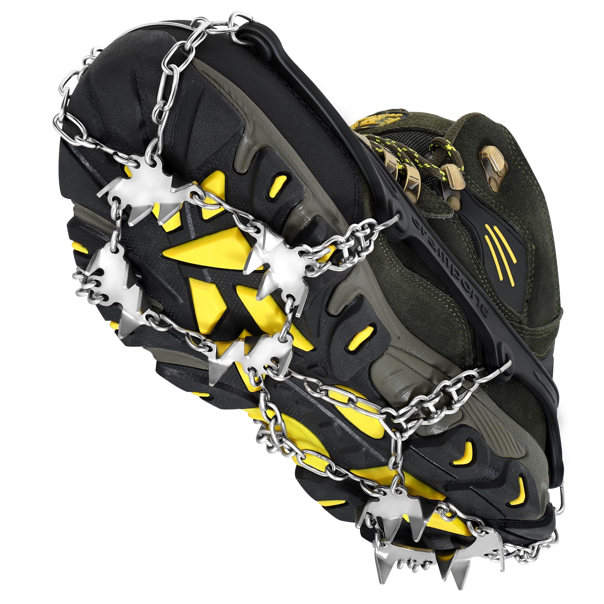 Crampons Antidérapent, 24 Dents Crampons en Acier Inoxydable pour Alpinisme Marche Randonnée Jogging Escalade sur Neige Glace