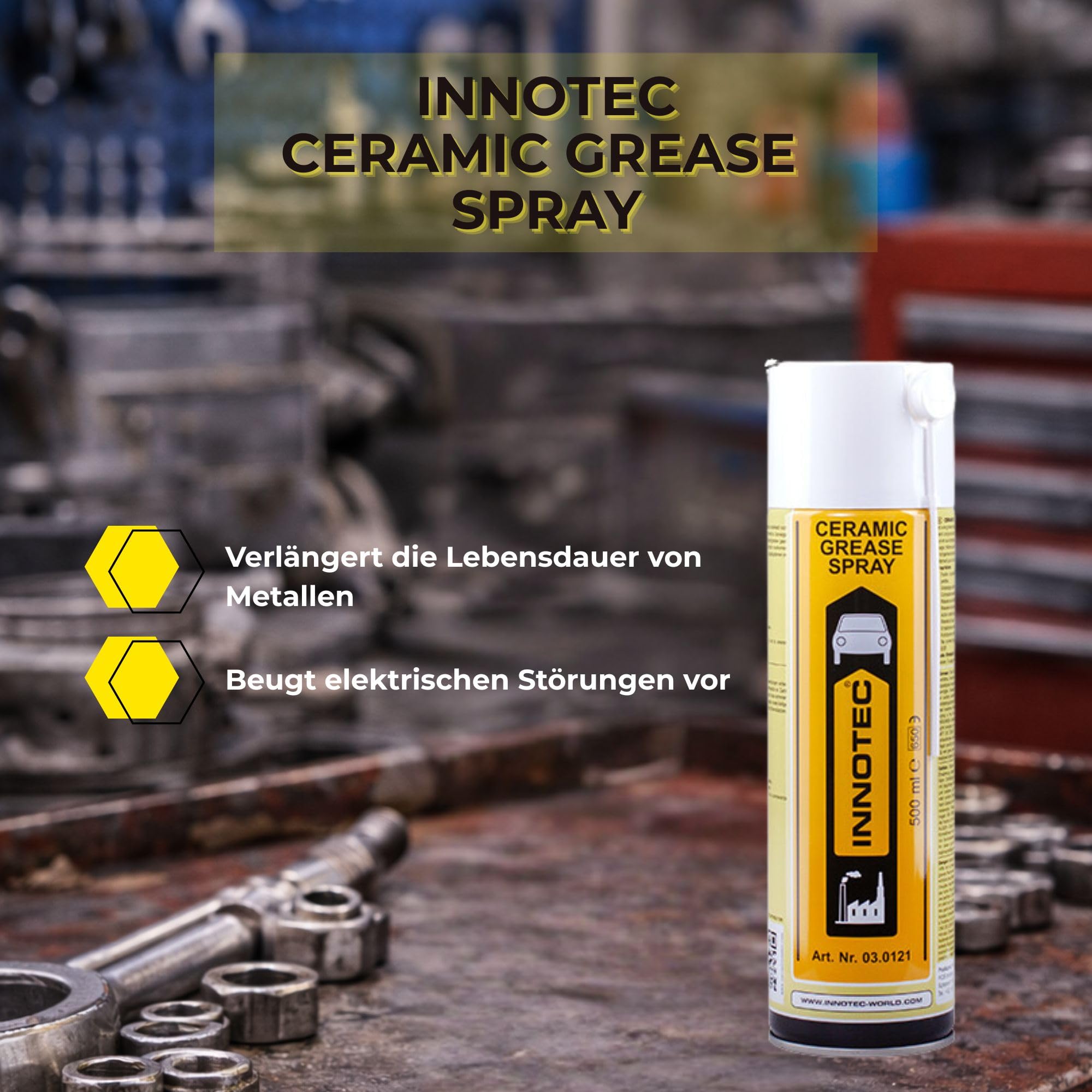 2 pezzi Innotec Ceramic Grease Spray – Grasso ceramico resistente alla pressione – Lubrificante ad alta temperatura per carichi estremi – Montaggio e manutenzione di sistemi di frenatura, sistemi di