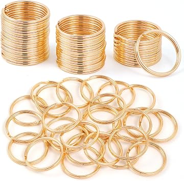 Split Key Rings 1 Inch-Pale Gold 50 Pcs Key Rings Bulk -Jump Rings Split Round Metal Keyring for Lanyards, Tags, CraftsKeys, Keychain,Jewelry Making Supplies