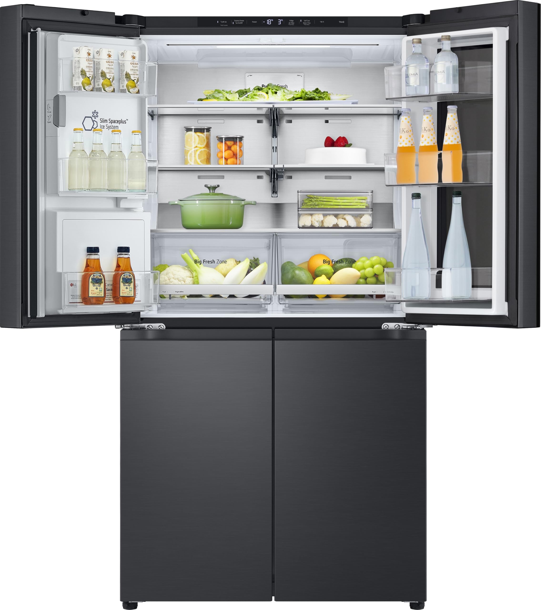 LG GMG960EVEE Multi-Door Kühlschrank mit Gefrierfach (638 L, Energieklasse E) mit InstaView und Craft Ice, Eis- und Wasserspender, Total No Frost, Silber