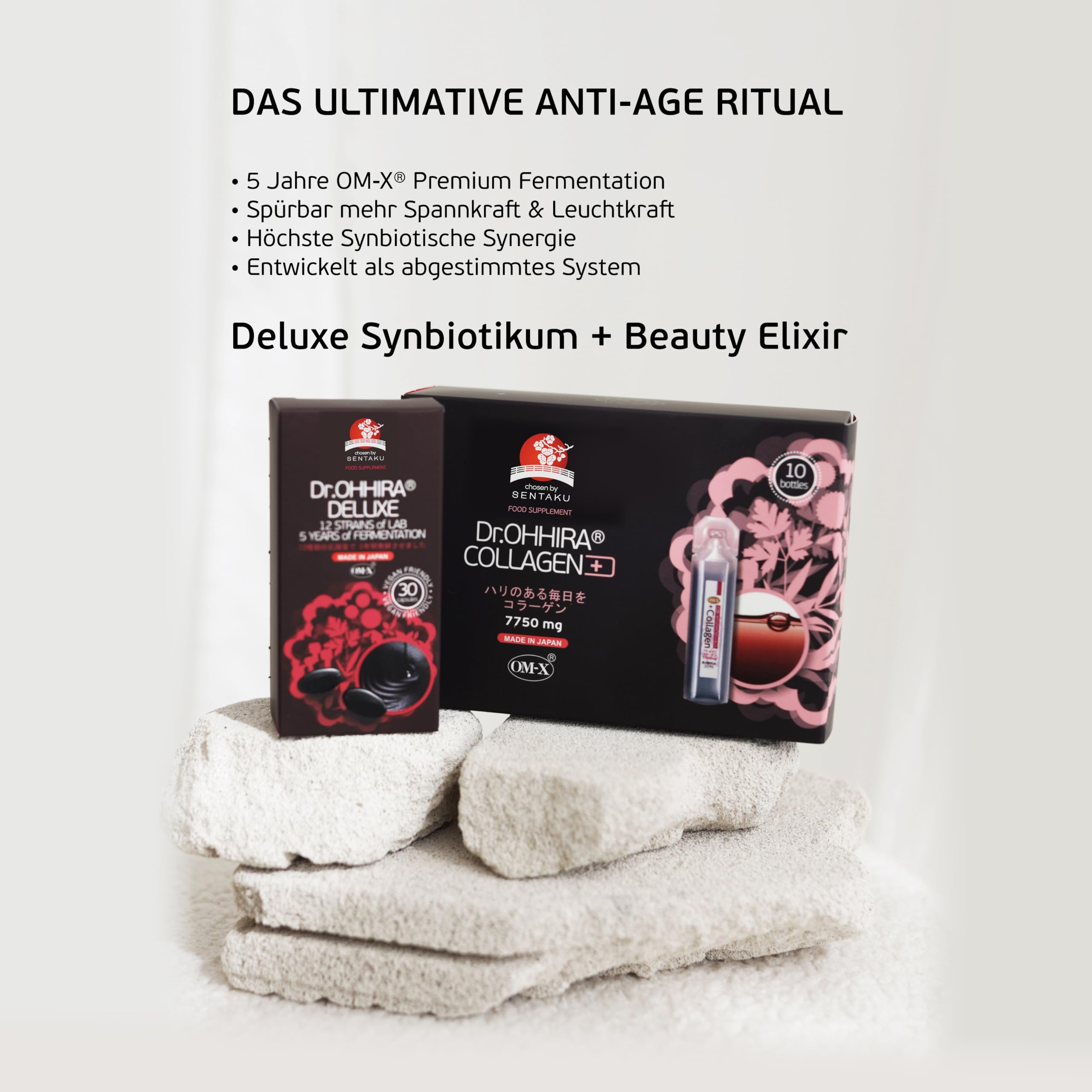 Dr.OHHIRA® Deluxe Probiotika 100 Milliarden KBE Kollagen flüssig – Bündeln | Enthält 7.750 mg Kollagen und 10 Trinkampullen für ein hochwertiges Schönheitssystem zur Förderung der Darmflora.