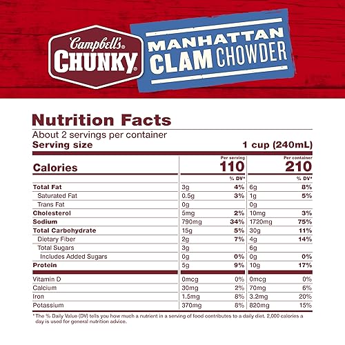 Miniatura 2 de Campbell's Chunky Sopa, Manhattan Clam Chowder, lata de 18.8 oz (caja de 12)