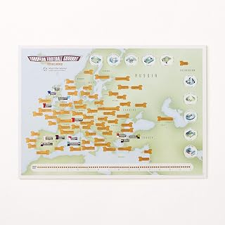 Póster para rascar con el mapa de los estadios del fútbol europeo: 59,4 cm (ancho) x 42 cm (alto)